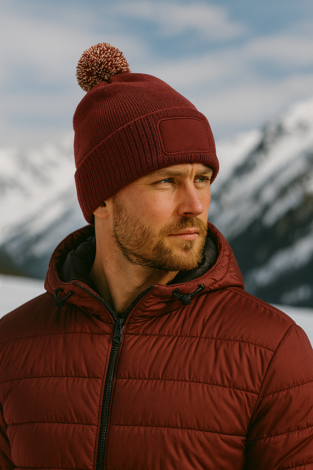Gorro com Pompom e patch Adulto